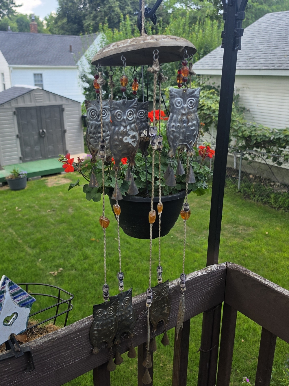 handcrafted bead and owl Wind Chime
